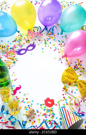 Happy Birthday card and party accessories. Birthday party background with  colorful supplies, top view Stock Photo - Alamy