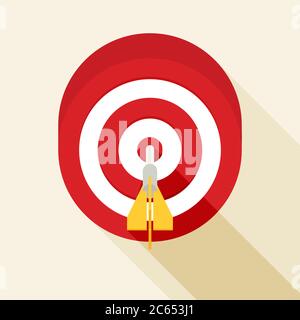 Target Concept Icon. Flat Vector Icon With Long Shadow Design Collection. Stock Vector