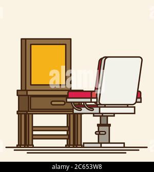 Flat barbershop. Interior. Vector illustration Stock Vector