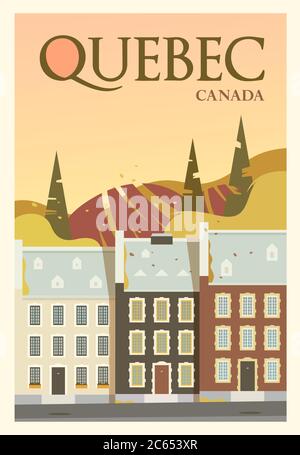 Time to travel. Around the world. Quality vector poster. Quebec. Stock Vector