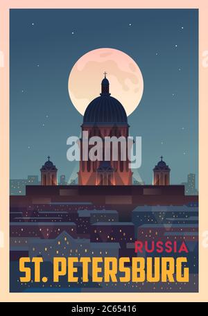 Time to travel. Around the world. Quality vector poster. St. Petersburg. Stock Vector