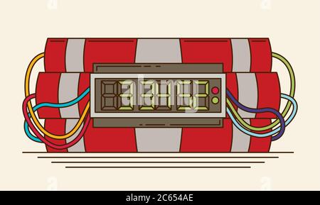 Ticking time bomb. Flat vector. Stock Vector