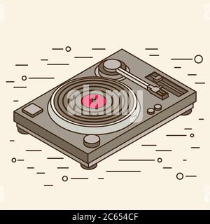 DJ deck. Isometric flat vinyl player Stock Vector