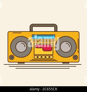 Magnetic cassette player. Vector flat Stock Vector