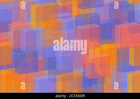 Transparent Golden Blue Tiles Seamless Pattern, 3D Illustration Stock Vector