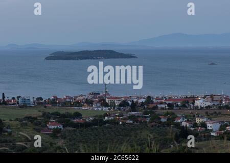 Urla, Turkey - may 12, 2020 : panaromic view in Iskele, Urla. Urla is populer fishing old town in Izmir. Stock Photo