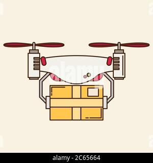 Remote air drone with a box Stock Vector