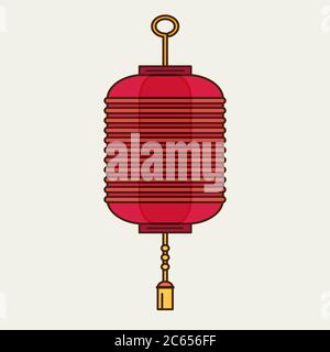 vector flat design chinese new year red paper lantern illustration Stock Vector