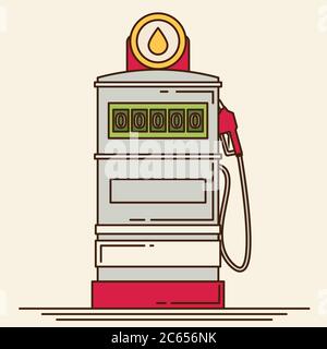 Gas station pump with fuel nozzle. Vector illustration Stock Vector