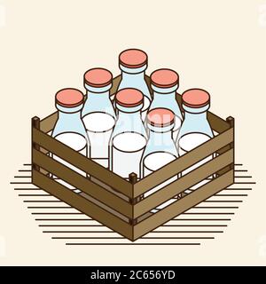 Bottle of milk vector image set Stock Vector
