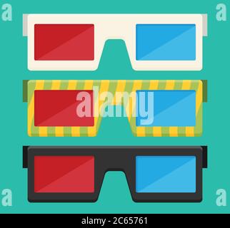 3D glasses vector illustration of flat. Stock Vector