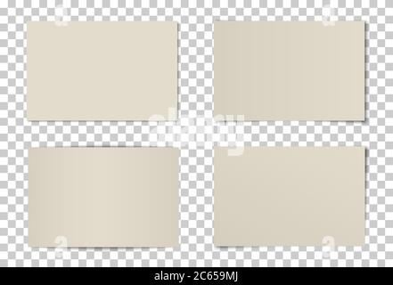 Vector set of curved photo frames with various shadows. Mock up of photos. Stock Vector