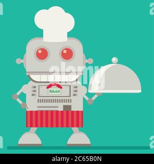 Robot chef. Flat vector illustration Stock Vector