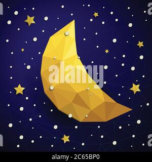 Vector triangle new moon, snow and the stars Stock Vector