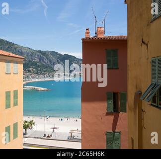 Color contrast in Menton on the French Riviera Stock Photo