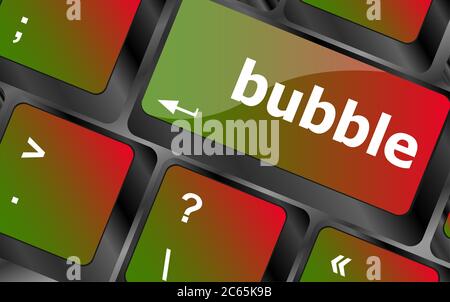 button with bubble word on computer keyboard keys Stock Photo