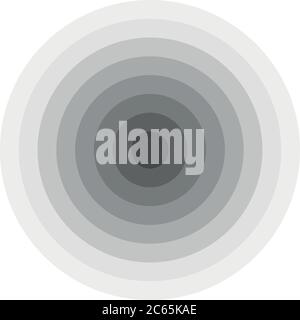Grey concentric rings. Epicenter theme. Simple flat vector illustration. Stock Vector