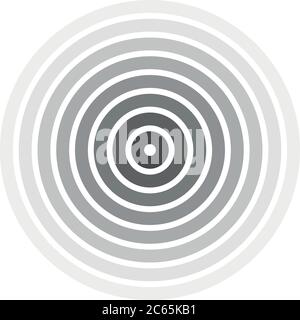 Grey concentric rings. Epicenter theme. Simple flat vector illustration. Stock Vector