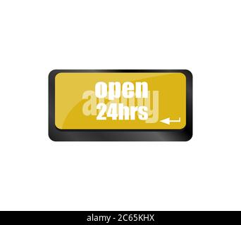 Computer keyboard with open 24 hours keys, business concept Stock Photo