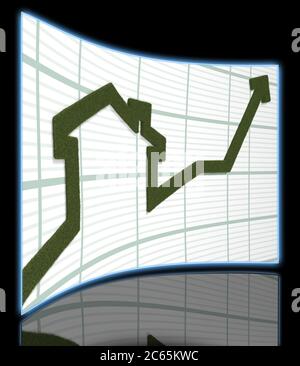 House Rising Arrow rising arrow shaped like a house with fire and explosion Stock Photo ...