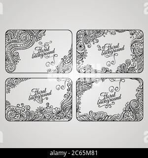 Set of four floral decorative vector frames Stock Vector