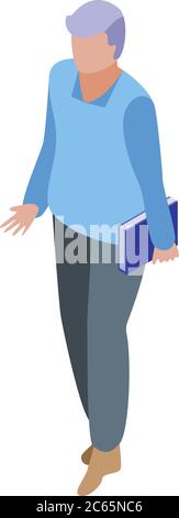 Senior book in library icon, isometric style Stock Vector