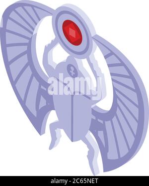 Scarab beetle icon, isometric style Stock Vector