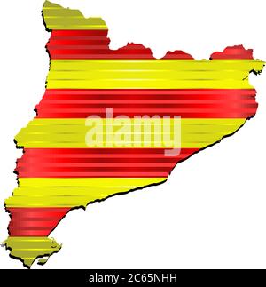 Shiny Grunge map of the Catalonia - Illustration,  Three Dimensional Map of Catalonia Stock Vector