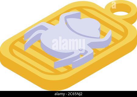 Gold scarab medallion icon, isometric style Stock Vector