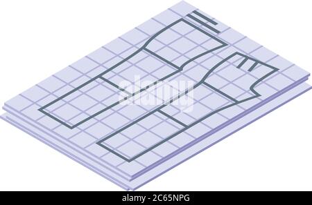 Sketch textile production icon, isometric style Stock Vector
