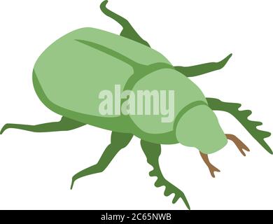 Green scarab icon, isometric style Stock Vector