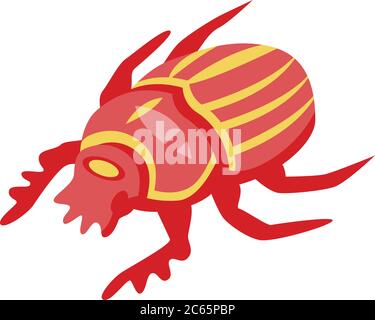 Red scarab icon, isometric style Stock Vector