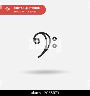 Bass Clef Simple vector icon. Illustration symbol design template for web mobile UI element. Perfect color modern pictogram on editable stroke. Bass C Stock Vector