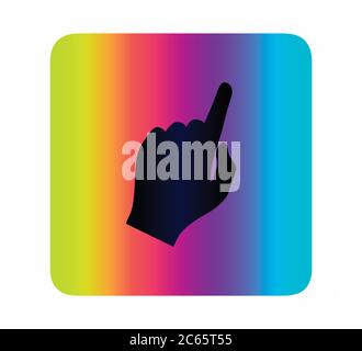 pointing finger hand pointer flat vector illustration on neon gradient background Stock Vector