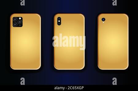 Golden gradient print design for smartphone case. Stylish print collection Stock Vector