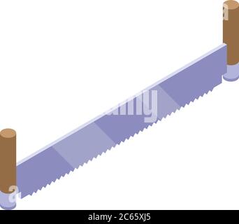 Double hand saw icon, isometric style Stock Vector