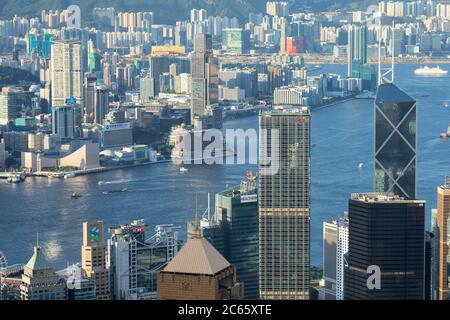 Skyline of Hong Kong Island and Kowloon, Hong Kong Stock Photo