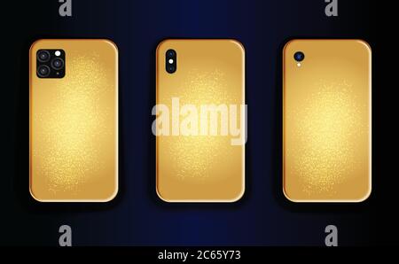 Gold gradient print design with glitter for smartphone case. Stylish print collection Stock Vector