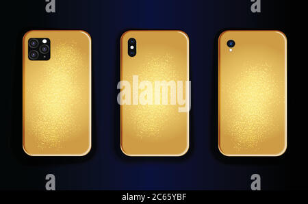 Gold gradient print design with glitter for smartphone case. Stylish print collection Stock Vector