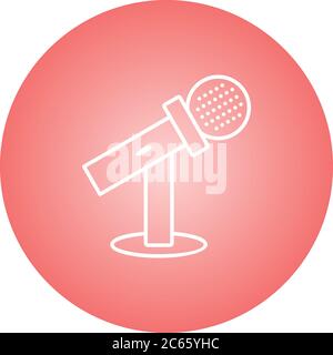 Unique Mic ON Stand Vector Line Icon Stock Vector