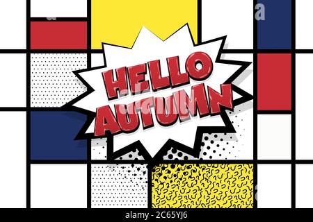 Automn comic text speech bubble pop art Stock Vector