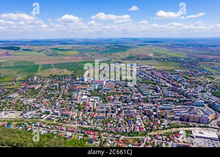 Aerial view of summer city, Piatra Neamt in Romania Stock Photo