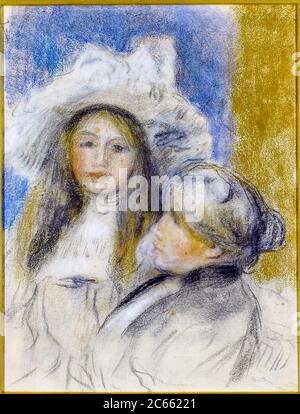 Pierre Auguste Renoir, Berthe Morisot and her daughter (Julie Manet), portrait drawing, 1894 Stock Photo