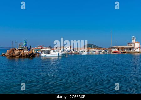 Turgut rice statue at the entrance to the fishing port, Bodrum, Mugla, Turkey Stock Photo