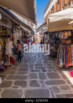 Old town alley and shops in Turgut rice, Bodrum, Mugla, Turkey Stock Photo