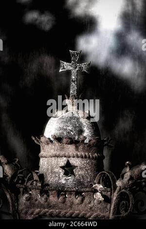 Cross on the central cemetery in Vienna Stock Photo