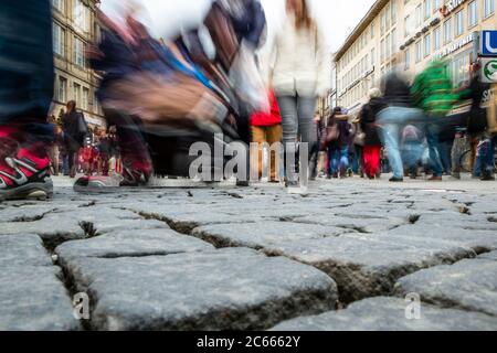 Pedestrian zone with many people, Munich, Bavaria, Germany Stock Photo