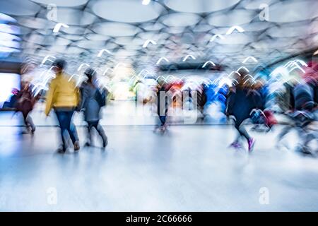 Blurred Persons, Munich, Bavaria, Germany Stock Photo