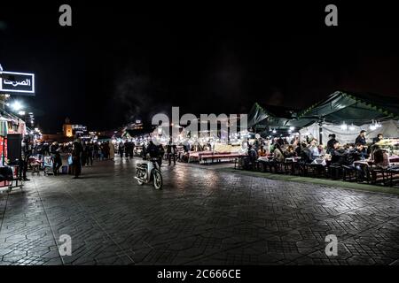 Night market Djemaa-el-Fna in Marrakech, Morocco Stock Photo