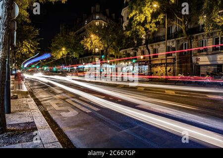 Night shot in Paris, France Stock Photo